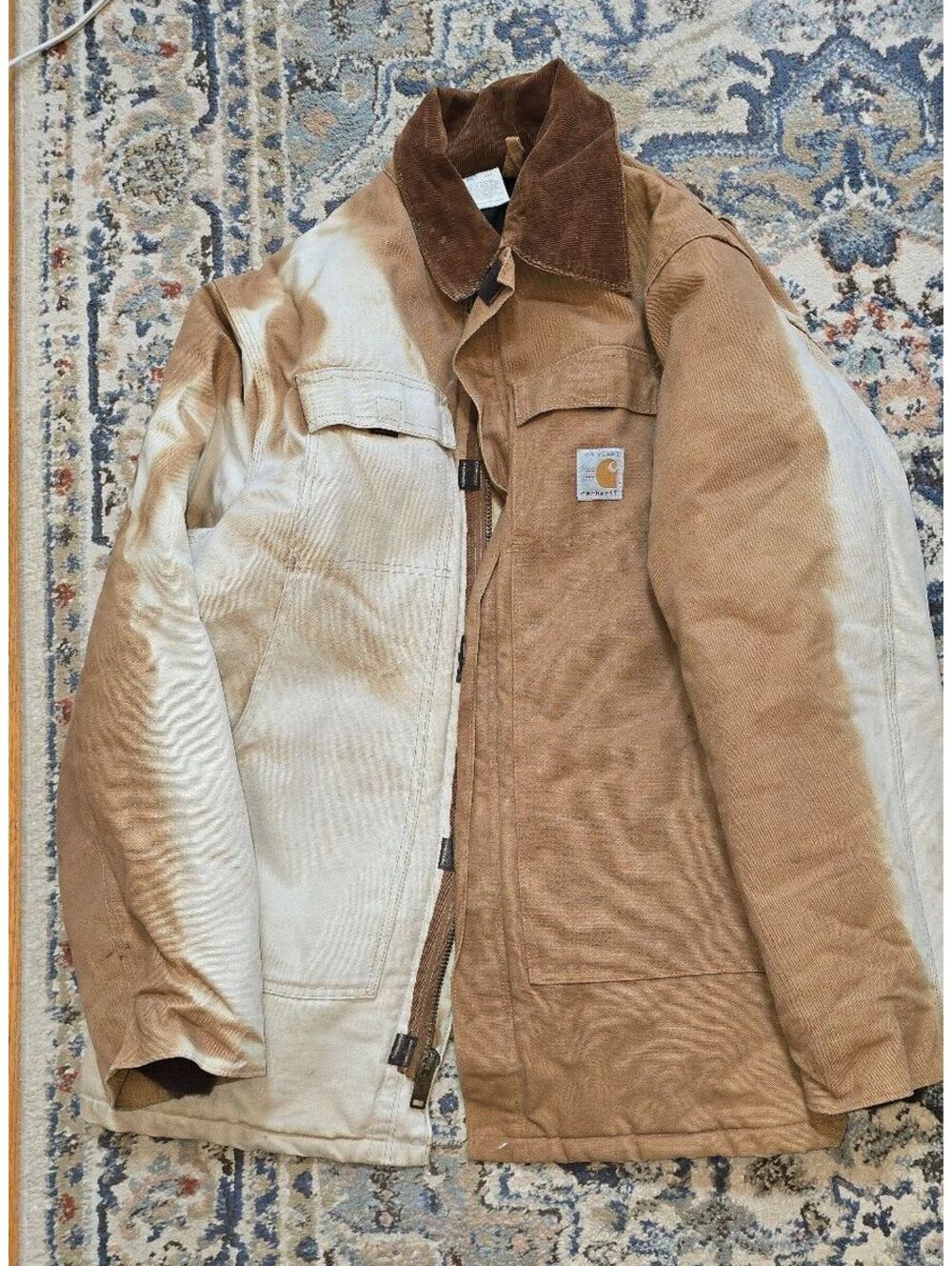 VTG Carhartt CQ196 Corduroy Hunting Jacket Brown Cotton Canvas Size 46T USA